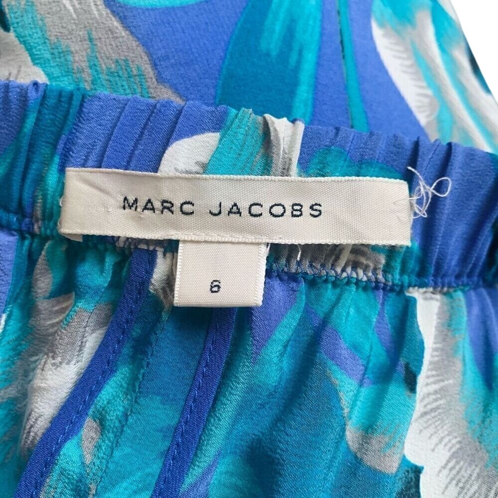 Marc Jacobs Silk Shorts Women's 6 Floral Blue Teal Gray Resort Vacation Flowy - Picture 6 of 7